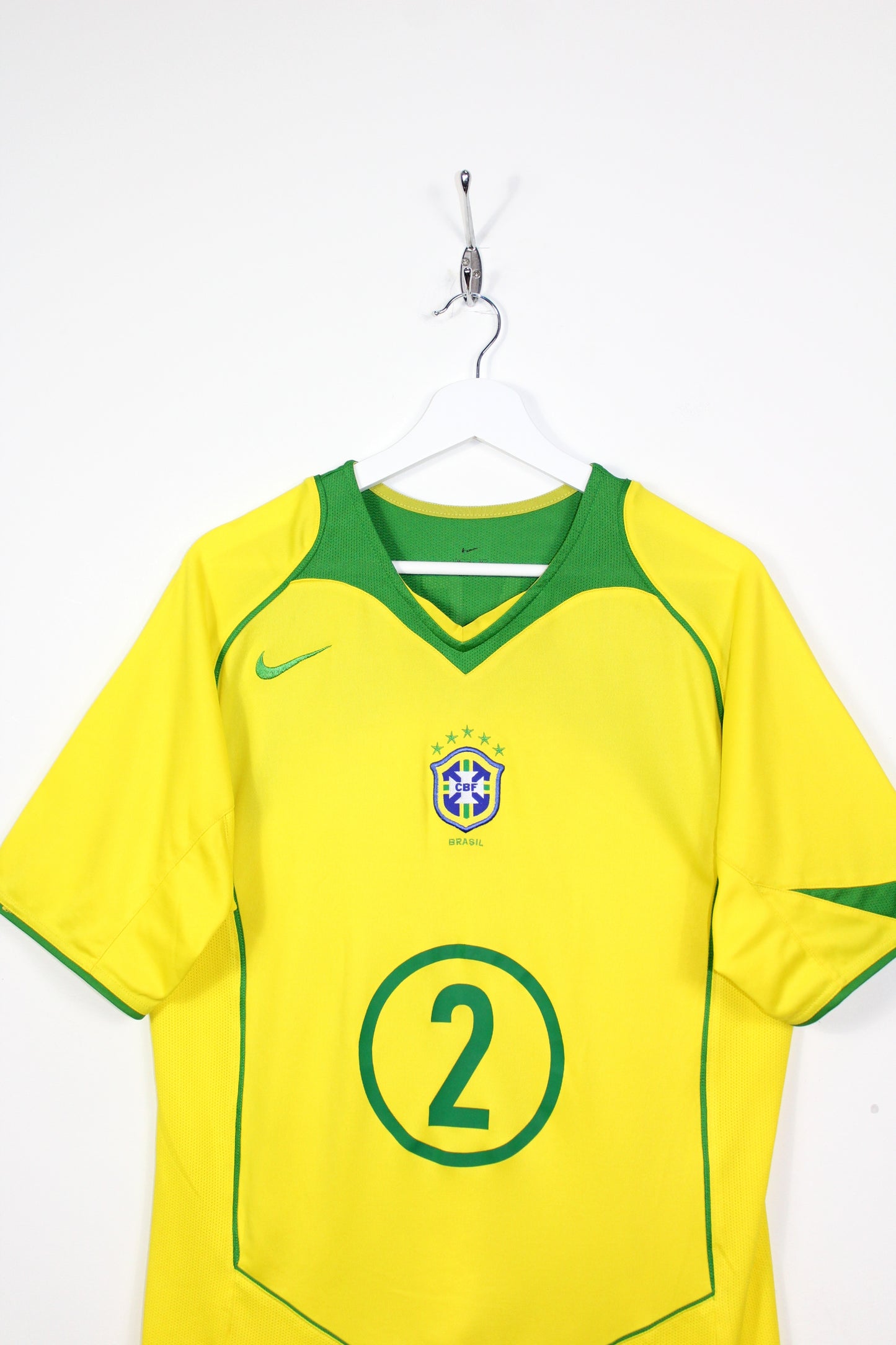 BRAZIL 2004 NIKE VINTAGE HOME FOOTBALL SHIRT #2 CAFU' MEDIUM