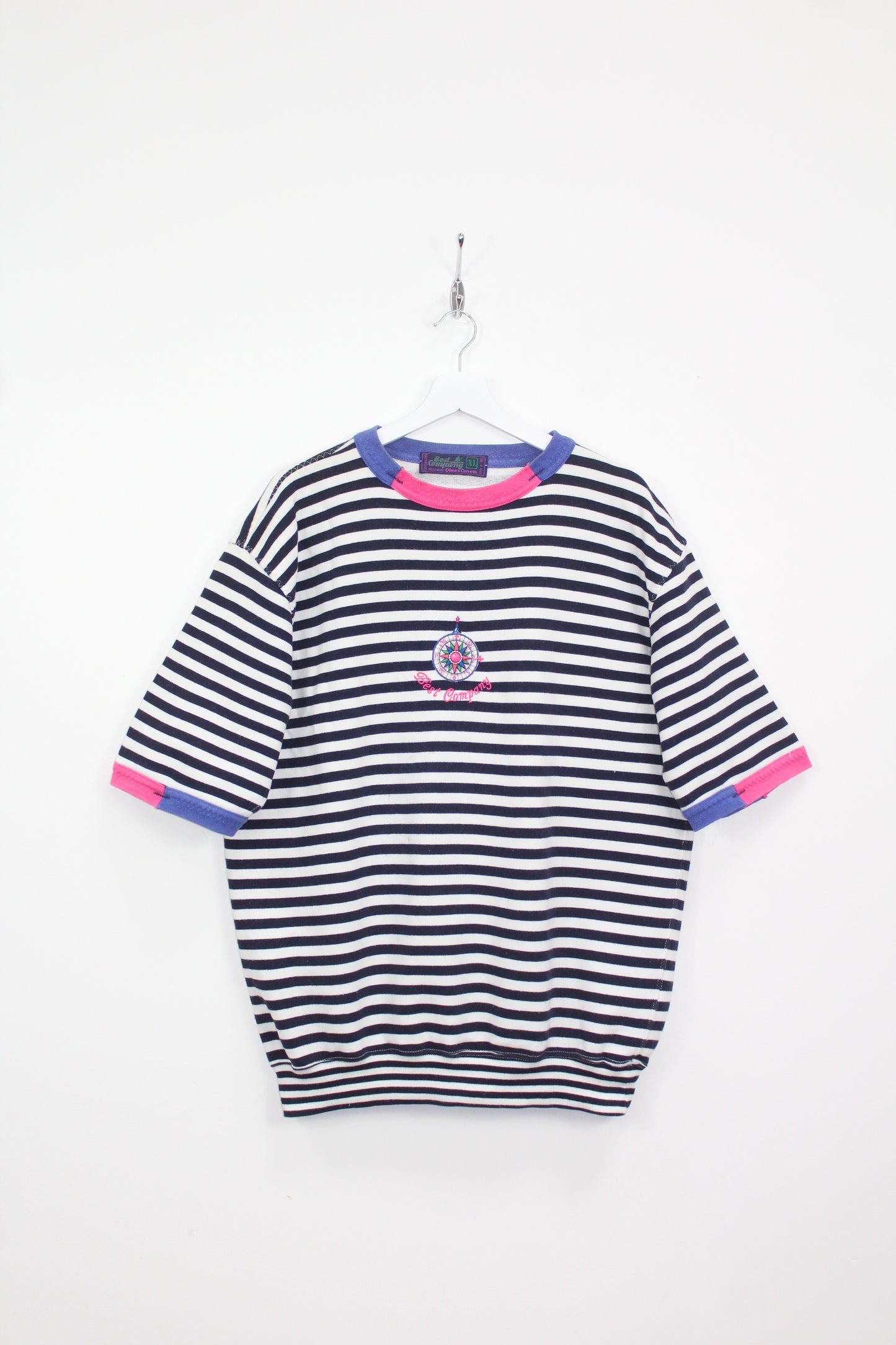 BEST COMPANY 80'S VINTAGE SHORT SLEEVES STRIPED SWEATSHIRT XL