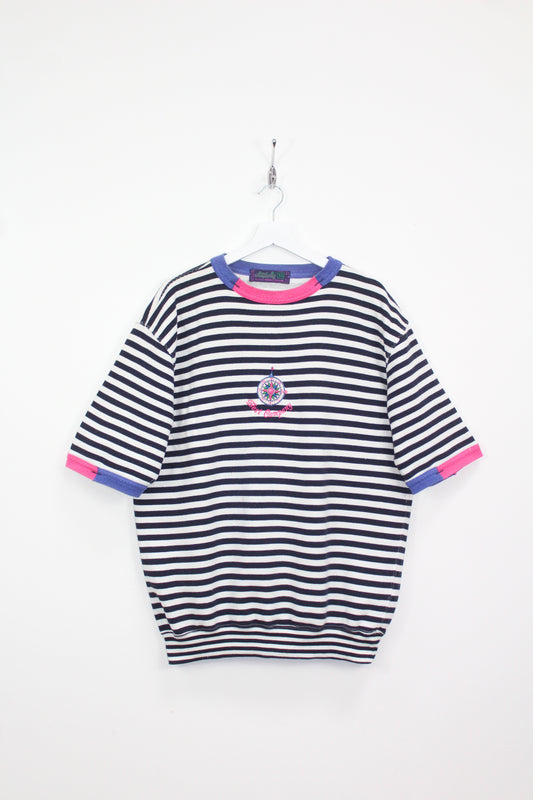 BEST COMPANY 80'S VINTAGE SHORT SLEEVES STRIPED SWEATSHIRT XL