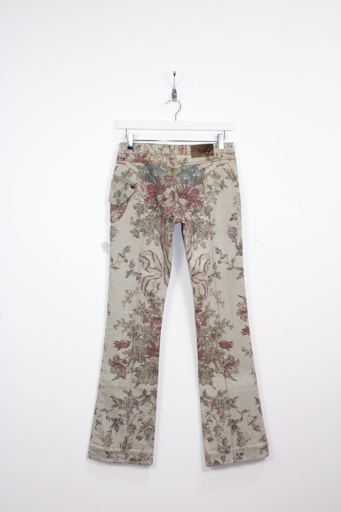 JUST CAVALLI VINTAGE FLORAL PATTERN BOOT CUT JEANS W 27 x L 32"