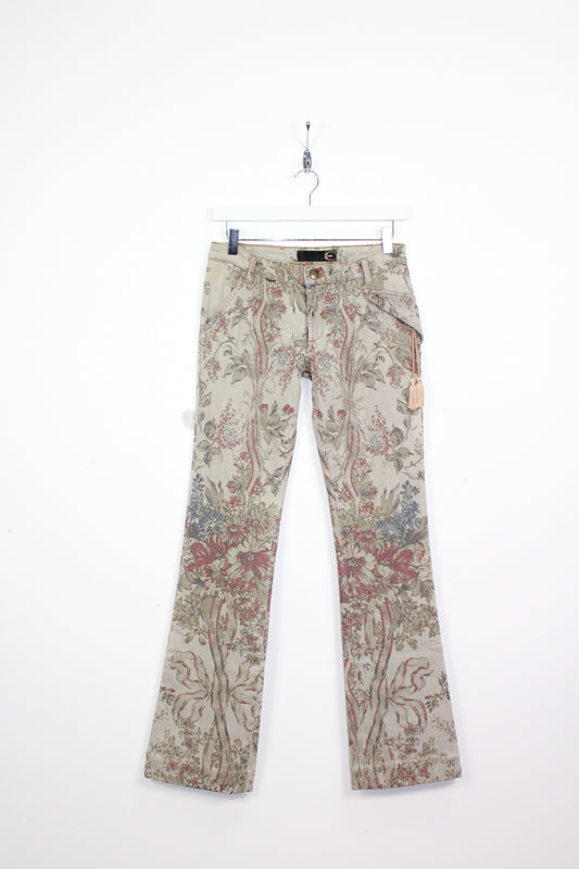 JUST CAVALLI VINTAGE FLORAL PATTERN BOOT CUT JEANS W 27 x L 32"