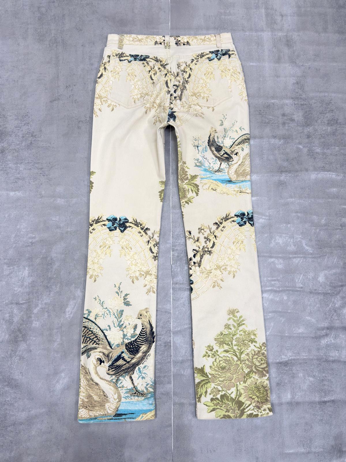 JUST CAVALLI VINTAGE FLORAL BIRD PRINT BOOT CUT JEANS W 30" x L 31"