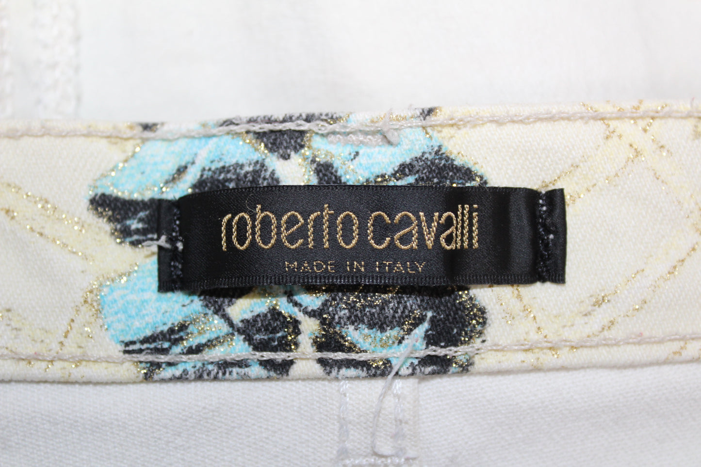 JUST CAVALLI VINTAGE FLORAL BIRD PRINT BOOT CUT JEANS W 30" x L 31"