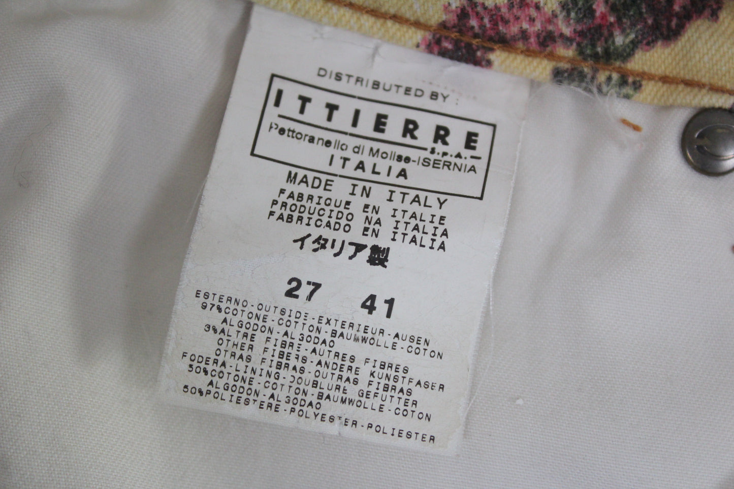 VINTAGE JUST CAVALLI FLORAL PRINT BOOT CUT JEANS W 28" x L 32"