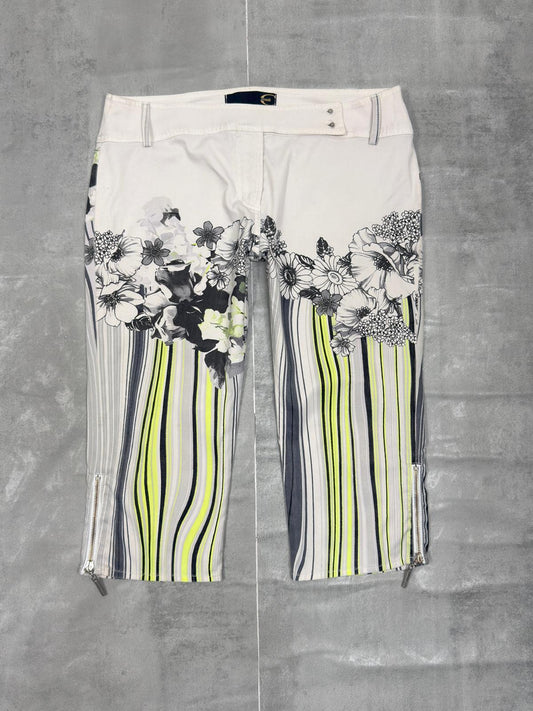 JUST CAVALLI VINTAGE FLORAL PRINT CAPRI TROUSERS W 32"