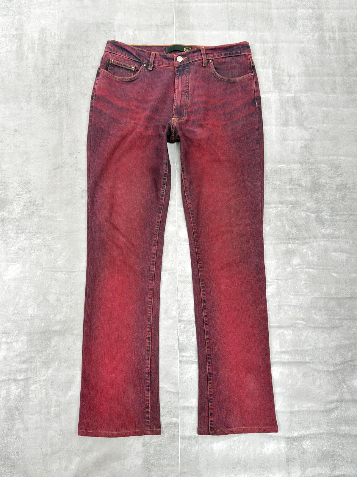 VINTAGE JUST CAVALLI BURGUNDY BOOT CUT JEANS W 34" x L 32"