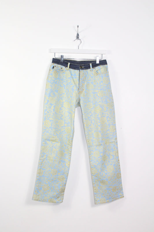 JUST CAVALLI VINTAGE PRINTED FLORAL PATTERN BOOT CUT JEANS W 30" x L 27"