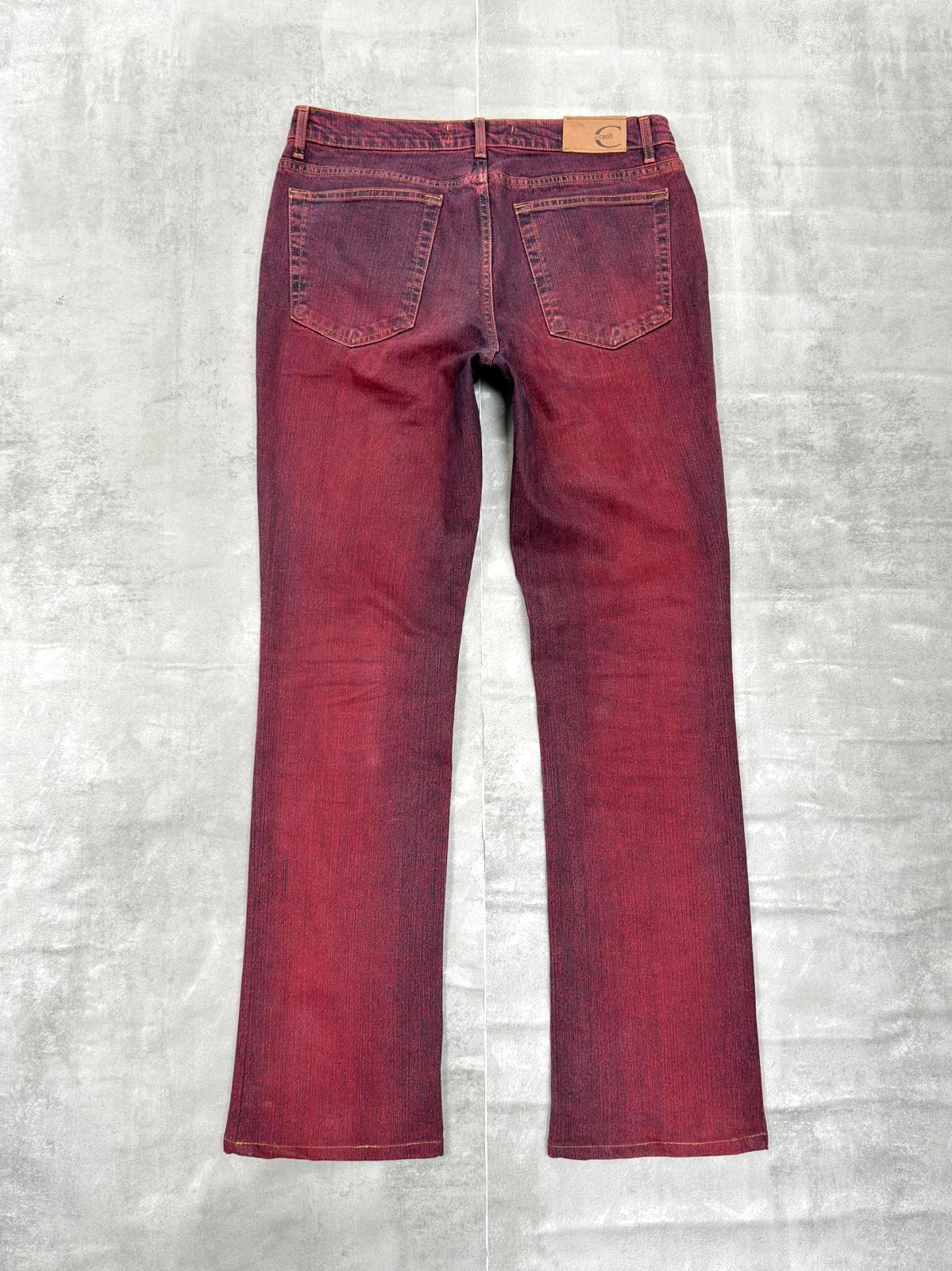 VINTAGE JUST CAVALLI BURGUNDY BOOT CUT JEANS W 34" x L 32"