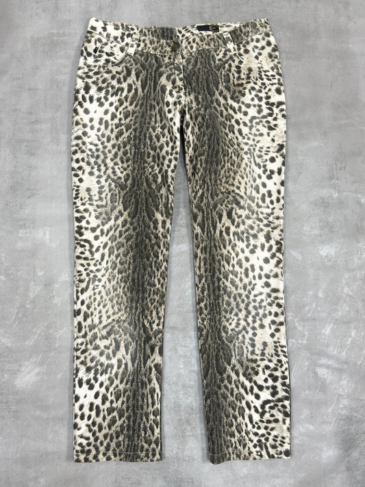 VINTAGE JUST CAVALLI AW 2005 CHEETAH GRADIENT PRINT STRAIGHT LEG JEANS W 32" x L 29"