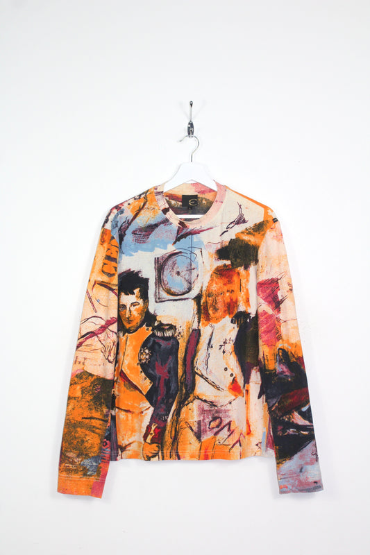 VINTAGE JUST CAVALLI OVERPRINTED NAPOLEON LONG SLEEVE T-SHIRT LARGE