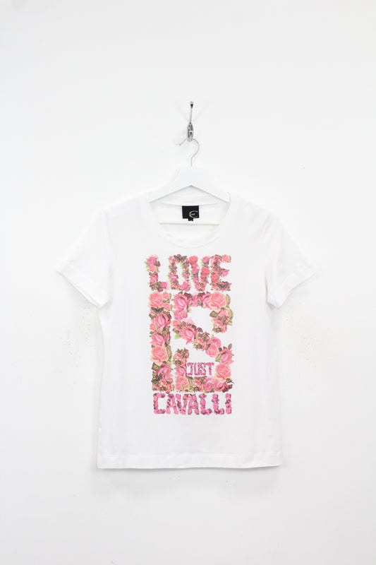 VINTAGE JUST CAVALLI FLORAL PRINT STRETCH T-SHIRT MEDIUM (WOMEN'S)