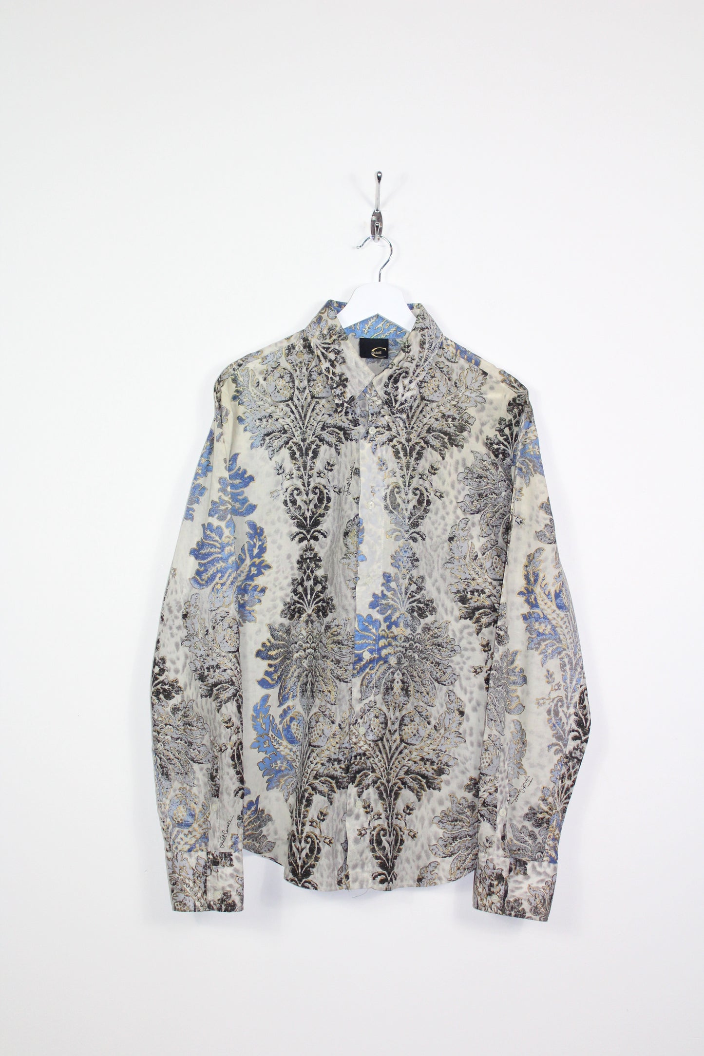 JUST CAVALLI VINTAGE PRINTED FLORAL PATTERN LONG SLEEVE SHIRT LARGE