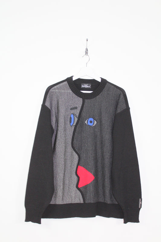 CARLO COLUCCI 90'S VINTAGE ABSTRACT FACE "PICASSO" WOOL SWEATSHIRT LARGE