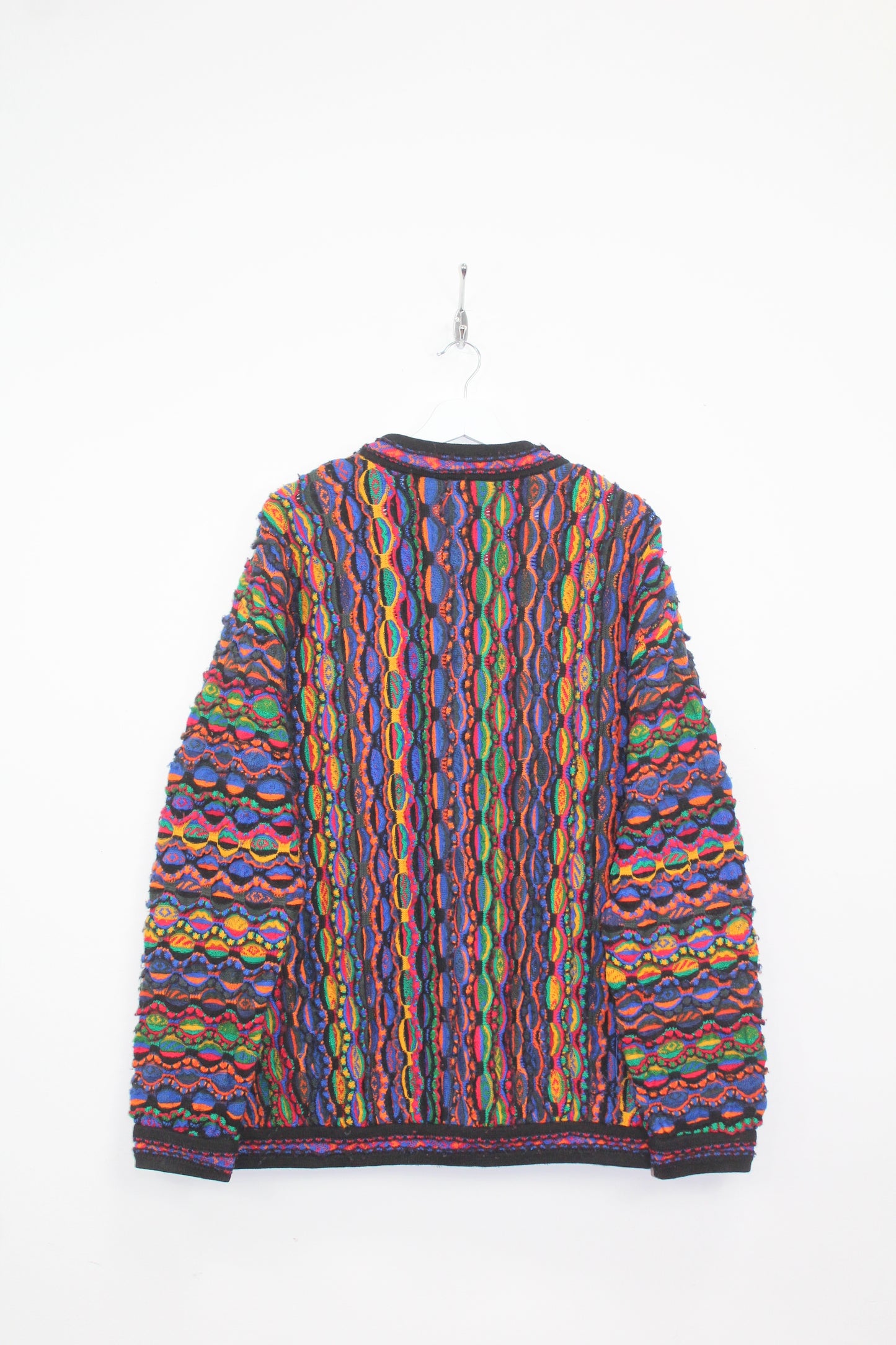 COOGI 90'S VINTAGE 3D MULTICOLOR KNIT WOOL CARDIGAN LARGE