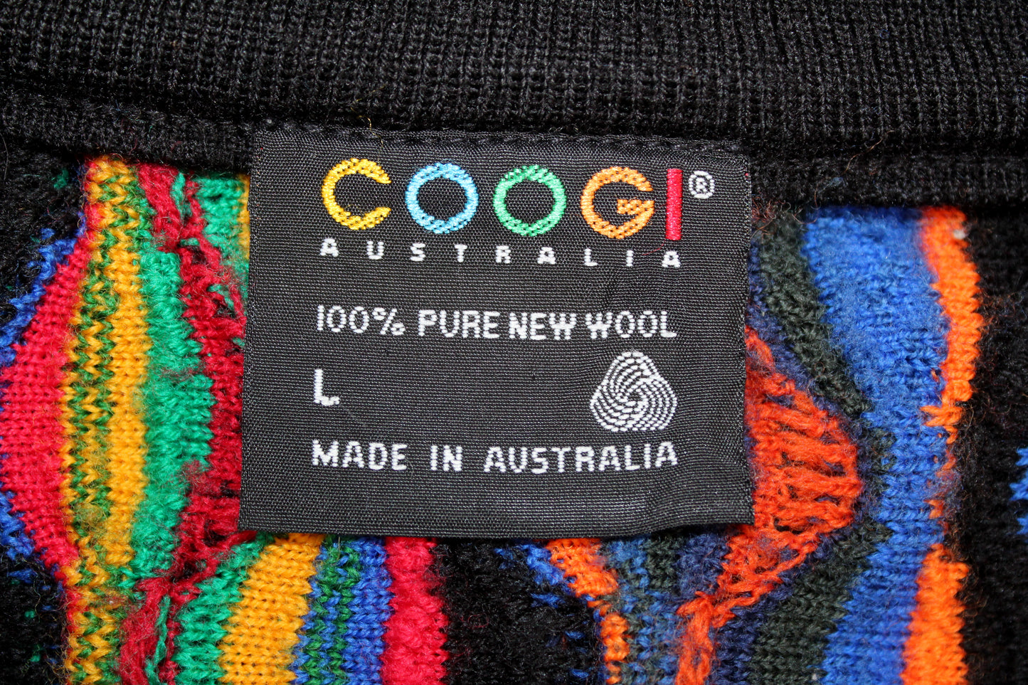 COOGI 90'S VINTAGE 3D MULTICOLOR KNIT WOOL CARDIGAN LARGE