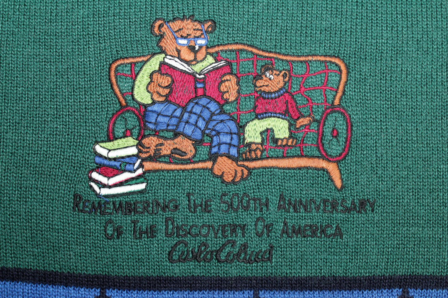 CARLO COLUCCI 90'S VINTAGE 500th ANNIVERSARY OF THE DISCOVERY OF AMERICA WOOL KNIT SWEATSHIRT LARGE