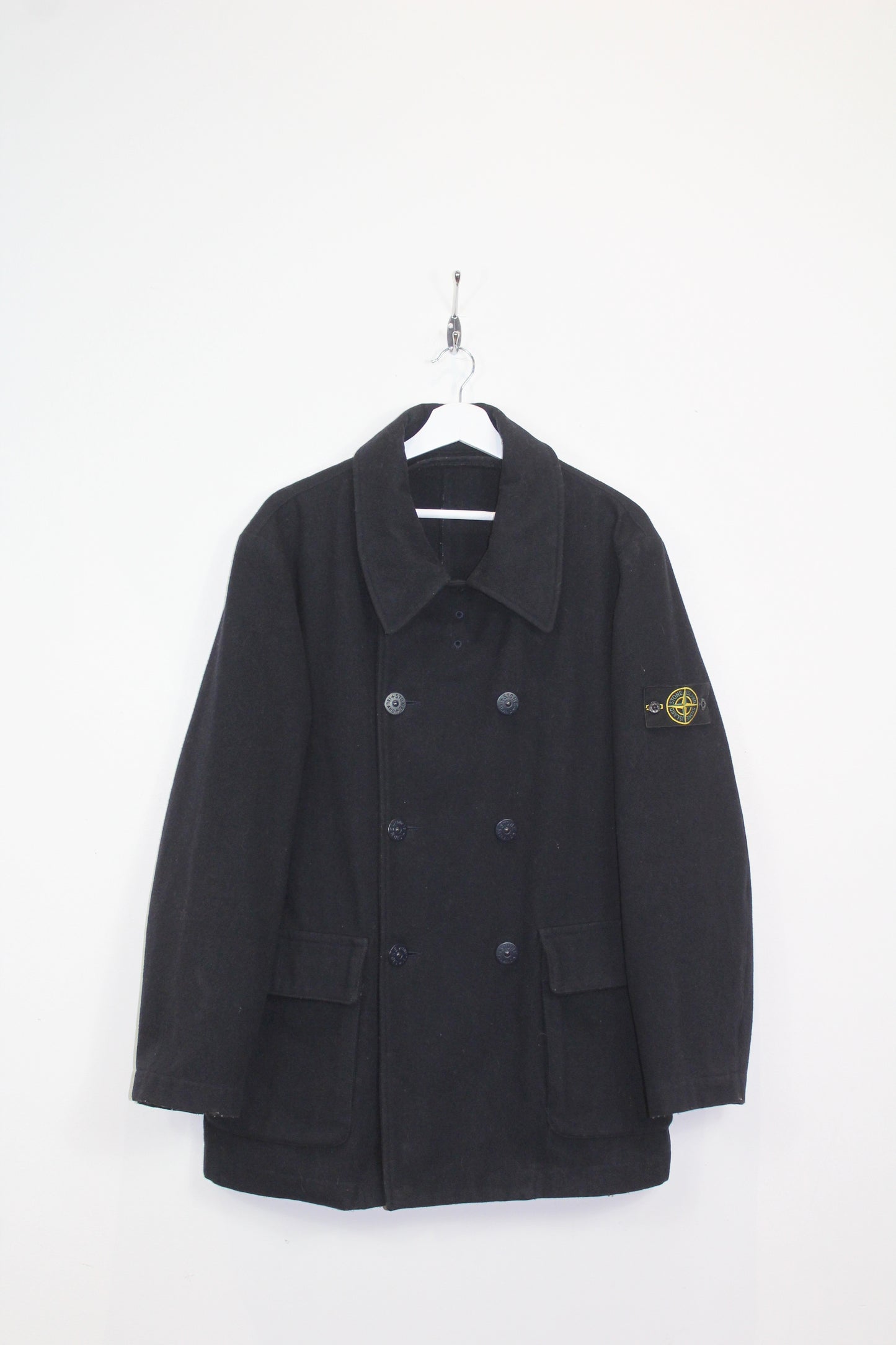 VINTAGE STONE ISLAND AW 1999 DOUBLE BREASTED WOOL PEA COAT MEDIUM
