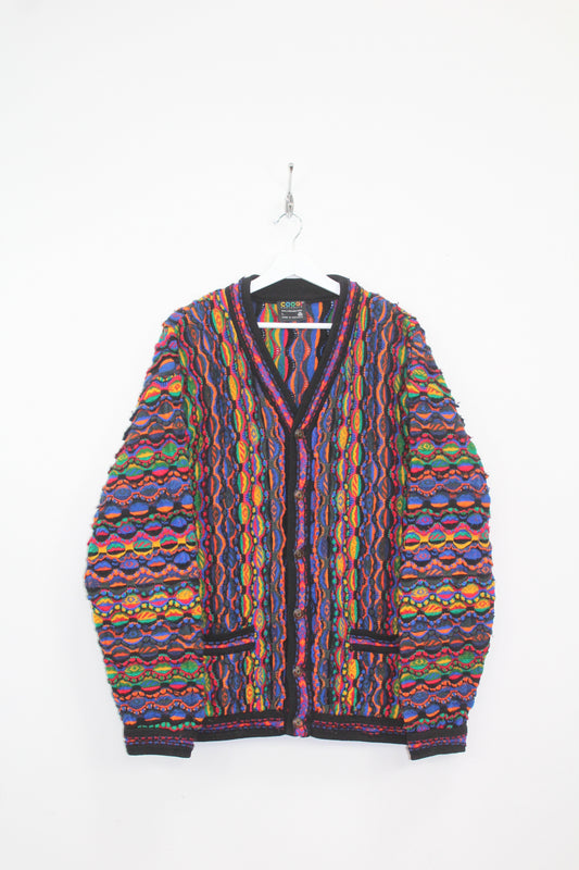 COOGI 90'S VINTAGE 3D MULTICOLOR KNIT WOOL CARDIGAN LARGE