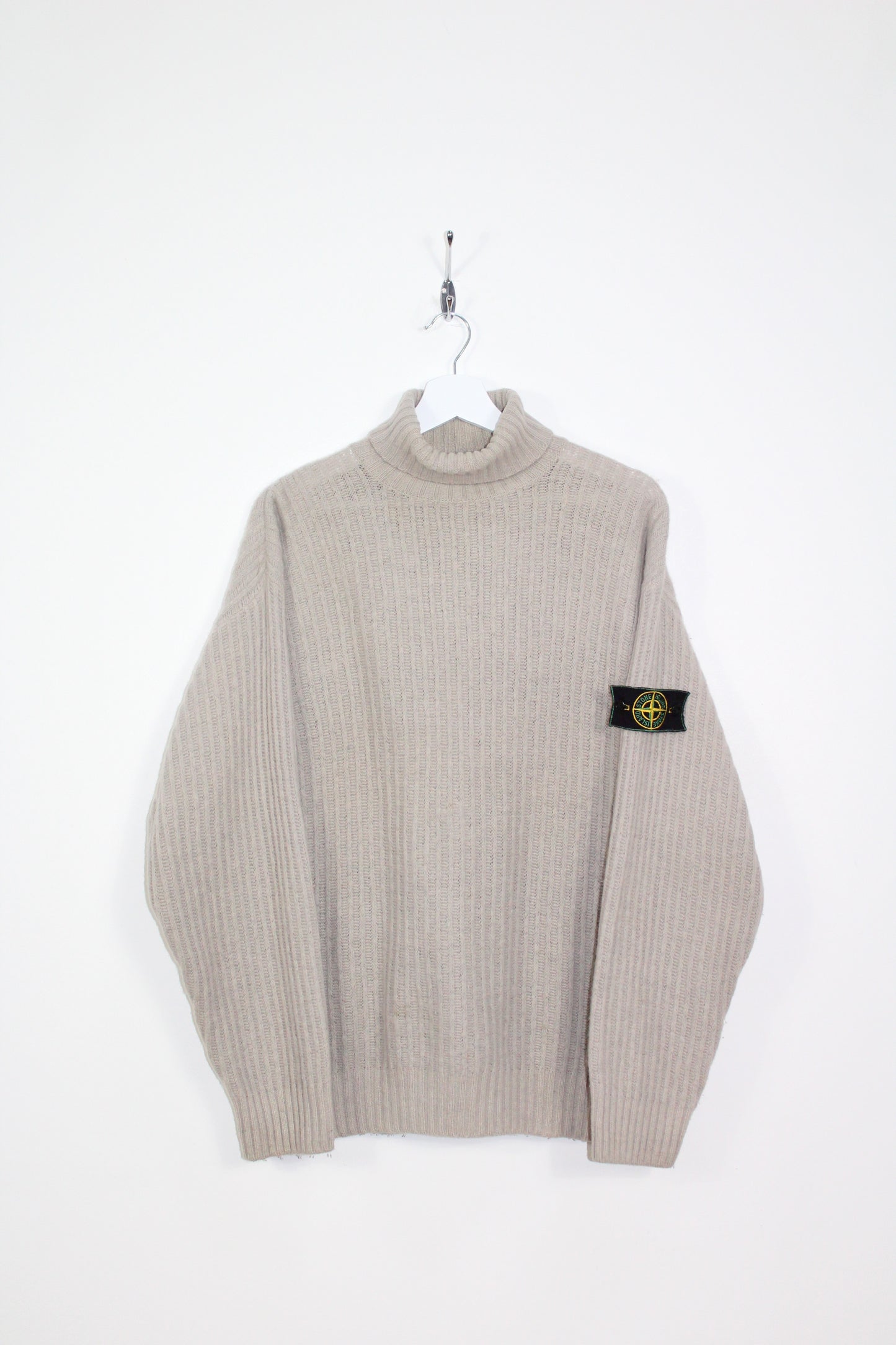 STONE ISLAND 80'S VINTAGE ROLL NECK KNIT WOOL JUMPER LARGE