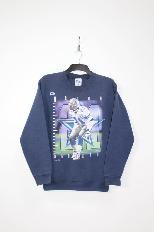 VINTAGE DALLAS COWBOYS DEON SANDERS 1996 PRO PLAYER NFL SWEATSHIRT MEDIUM