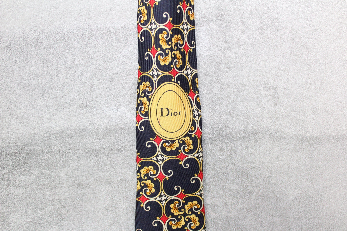 VINTAGE CHRISTIAN DIOR BAROQUE PATTERN SILK TIE