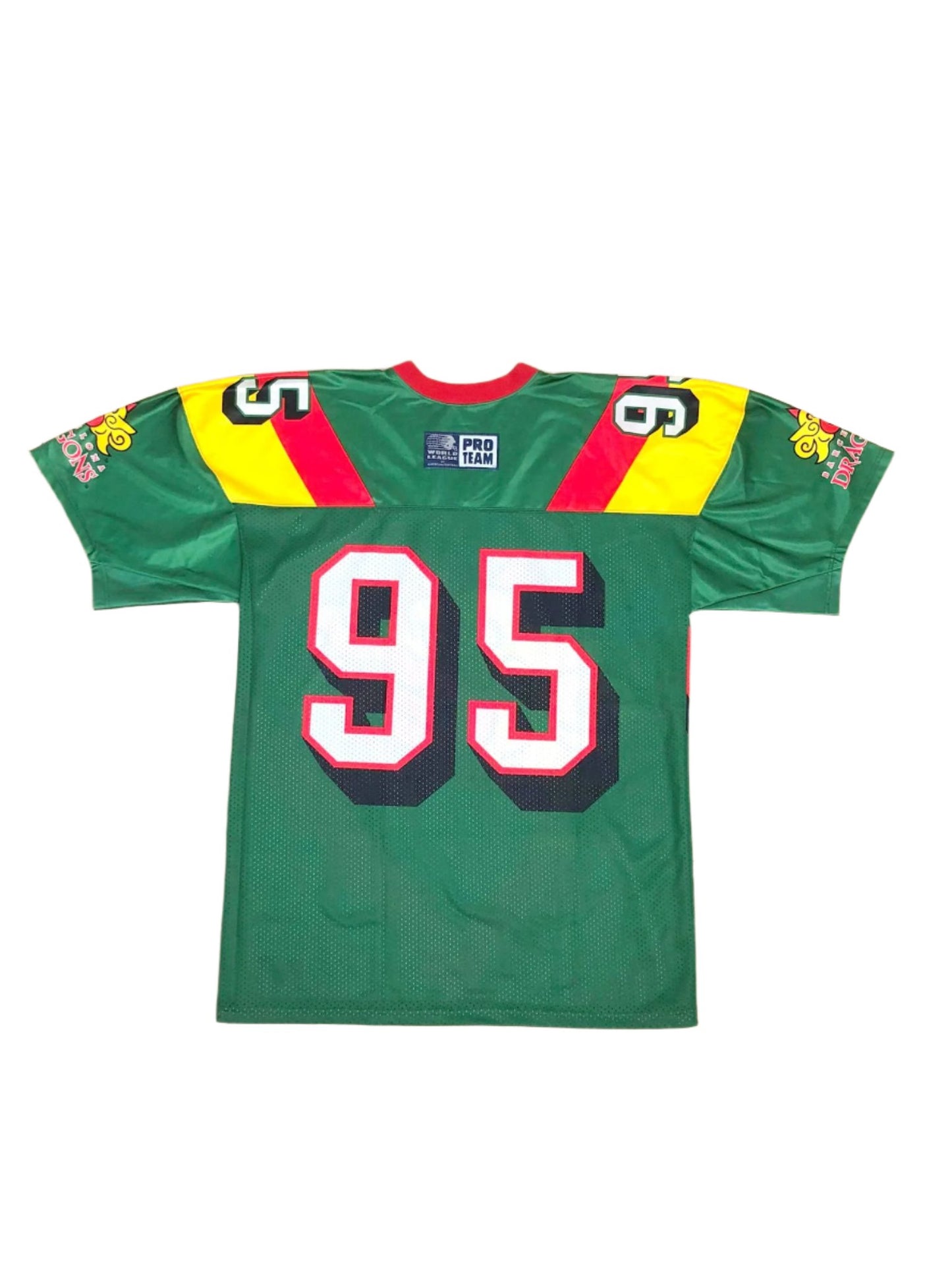 REEBOK VINTAGE BARCELONA DRAGONS WORLD LEAGUE 1995 AMERICAN FOOTBALL JERSEY LARGE