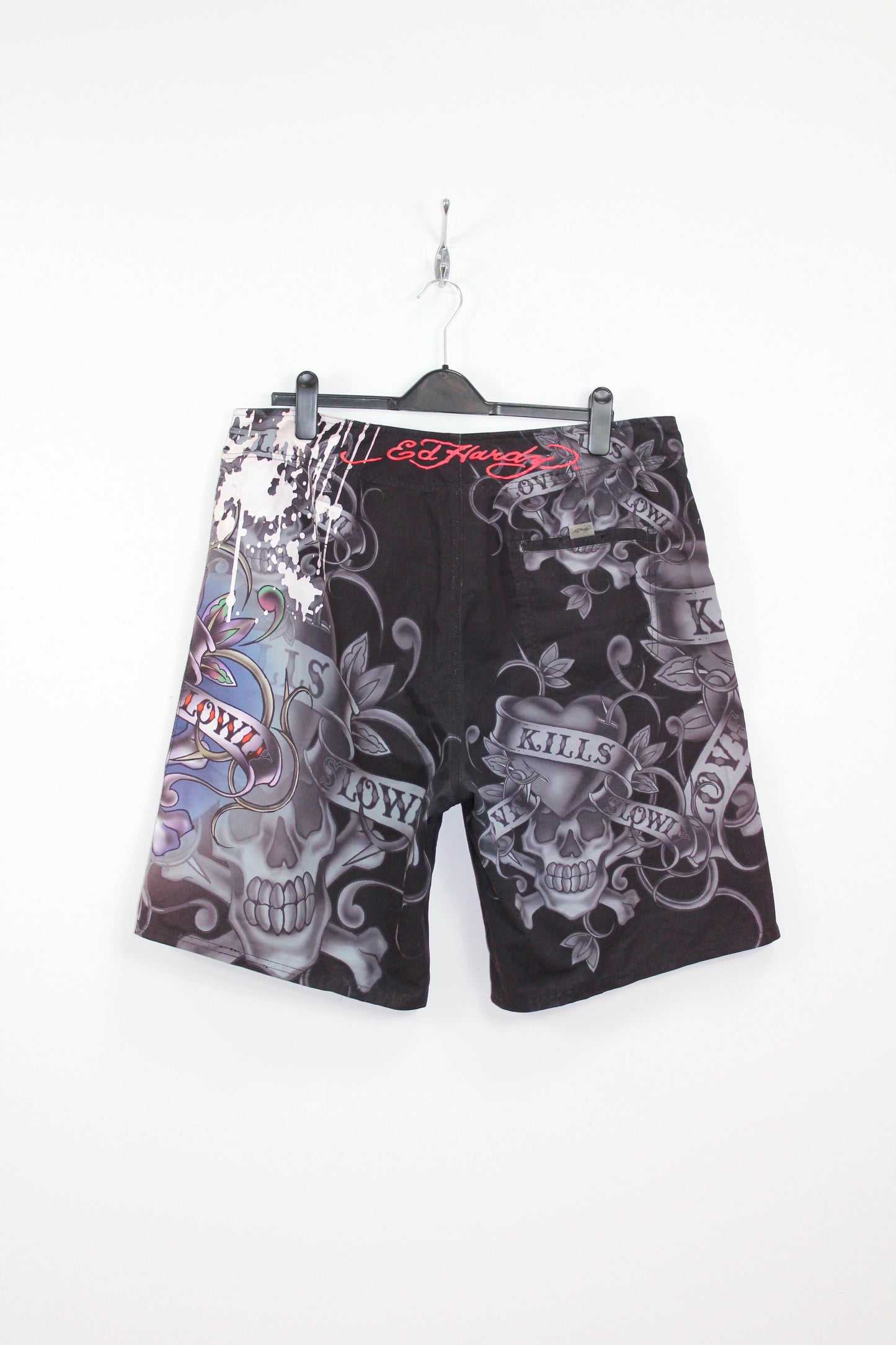 ED HARDY BY CHRISTIAN AUDIGIER "PRAY FOR SURF" SWIM SHORTS W 36"-XL