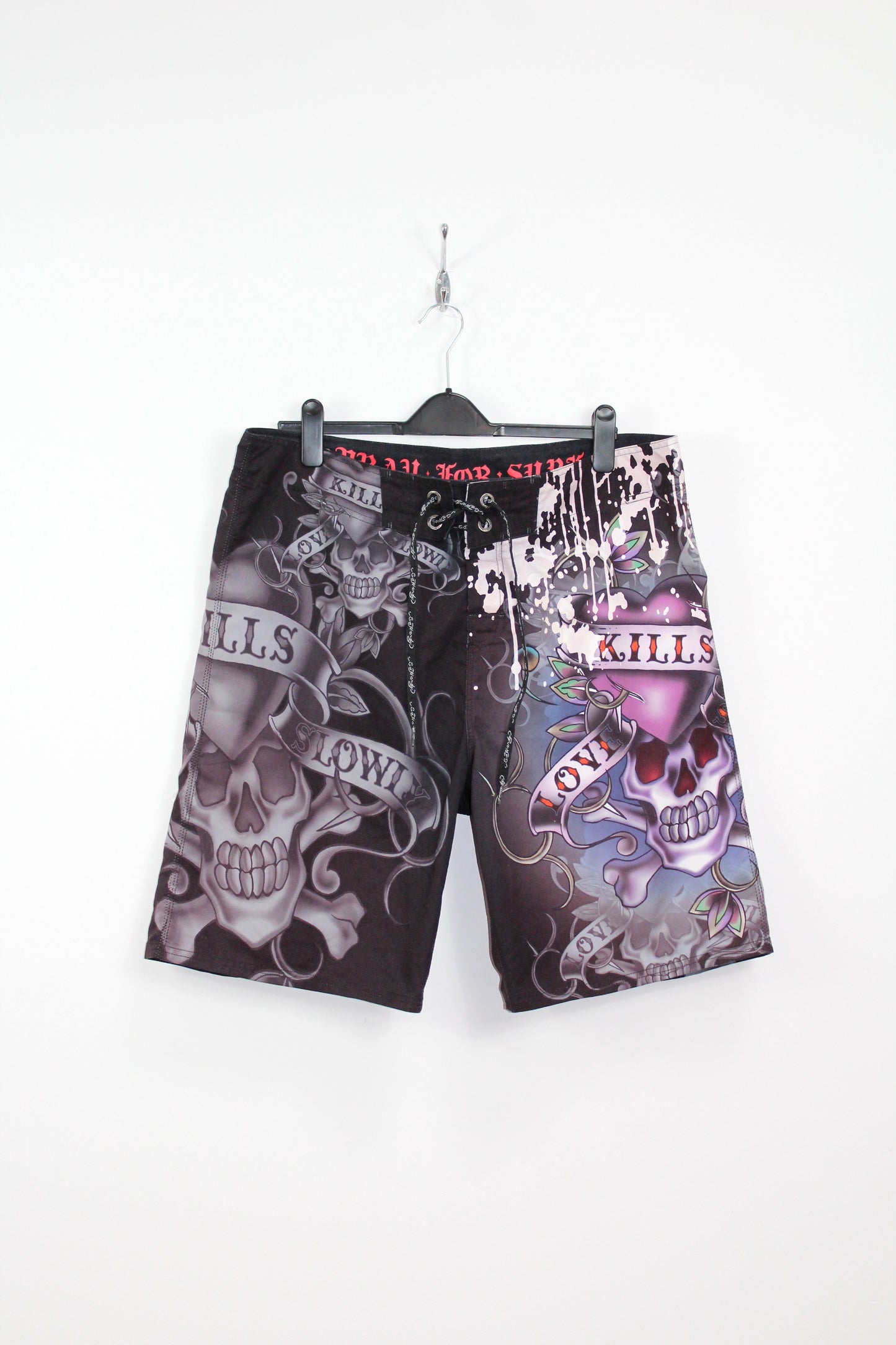 ED HARDY BY CHRISTIAN AUDIGIER "PRAY FOR SURF" SWIM SHORTS W 36"-XL