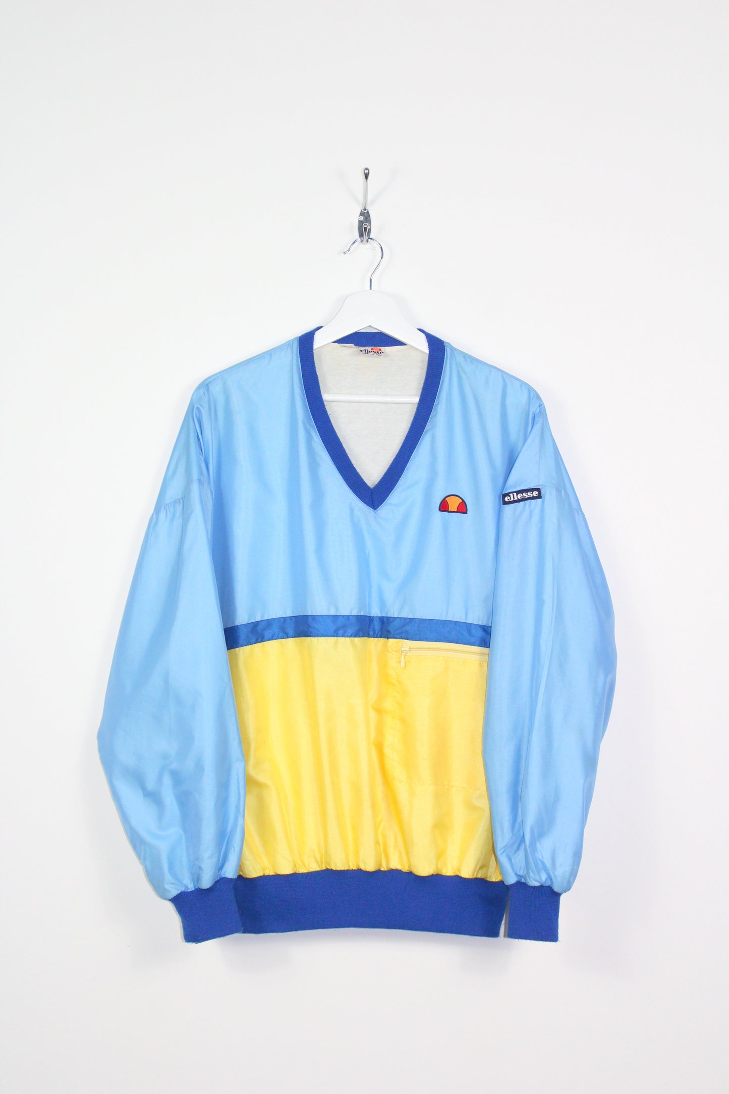 ELLESSE 80'S VINTAGE WARM UP TENNIS LINED SWEATSHIRT MEDIUM