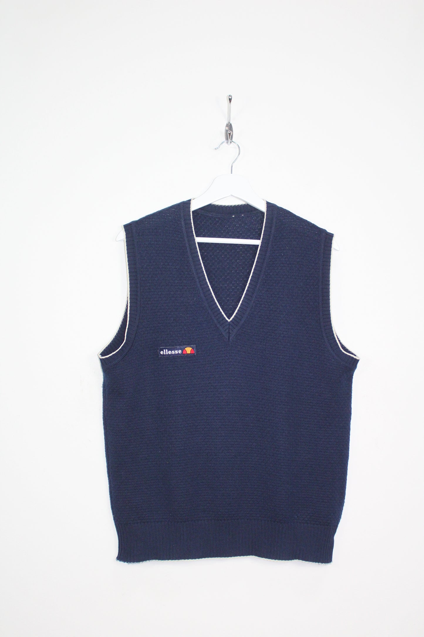 ELLESSE 80'S VINTAGE TENNIS SLEEVELESS WOOL JUMPER LARGE