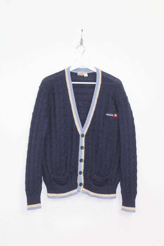 ELLESSE 80'S VINTAGE TENNIS WOOL CARDIGAN LARGE