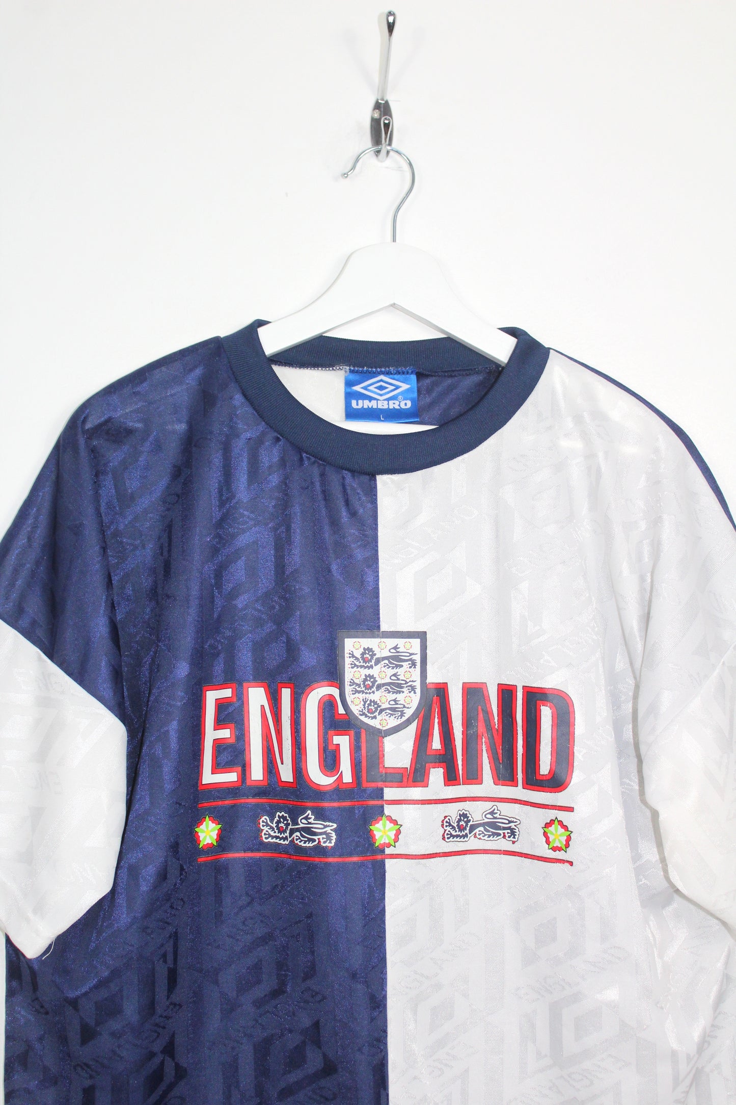 VINTAGE ENGLAND 1994-95 UMBRO TRAINING FOOTBALL SHIRT LARGE