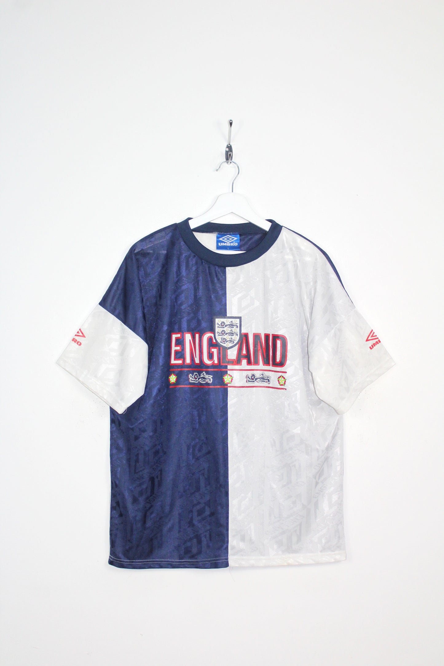 VINTAGE ENGLAND 1994-95 UMBRO TRAINING FOOTBALL SHIRT LARGE