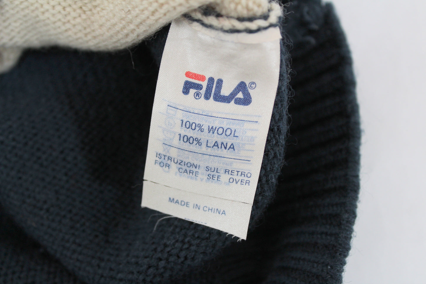 FILA 90'S VINTAGE EMBROIDERED SKI MOUNTAIN SCENE WOOL JUMPER XL