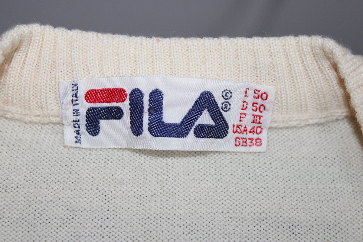 FILA 70'S VINTAGE TENNIS SLEEVELESS KNIT WOOL JUMPER MEDIUM