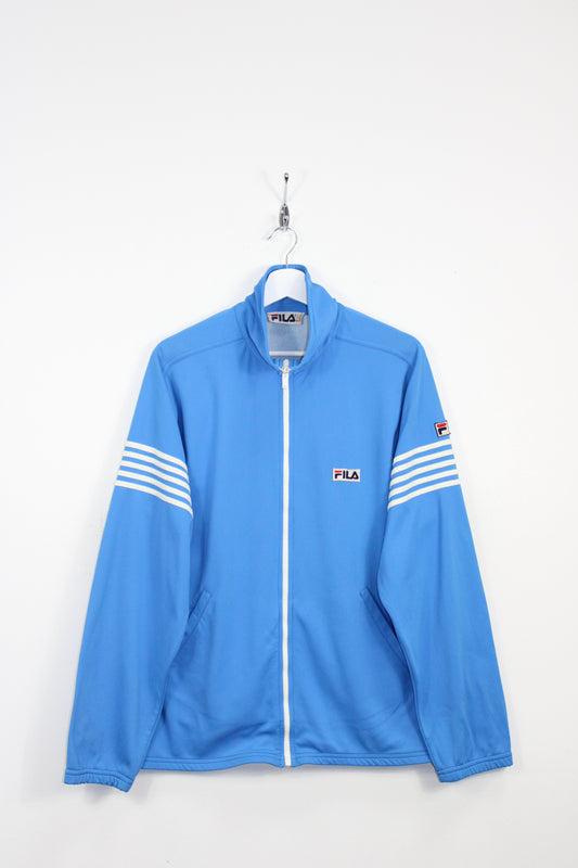 FILA 1980 VINTAGE FIVE STRIPE DOUBLE BADGE TRACKSUIT TOP JACKET LARGE