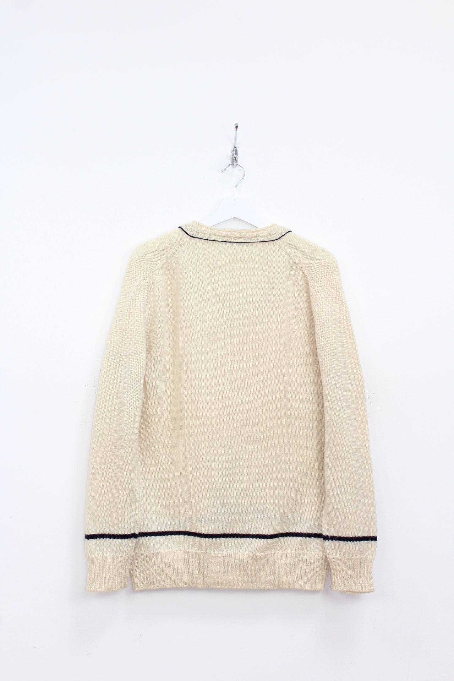 FILA OG 70'S VINTAGE WHITE LINE TENNIS WOOL JUMPER LARGE