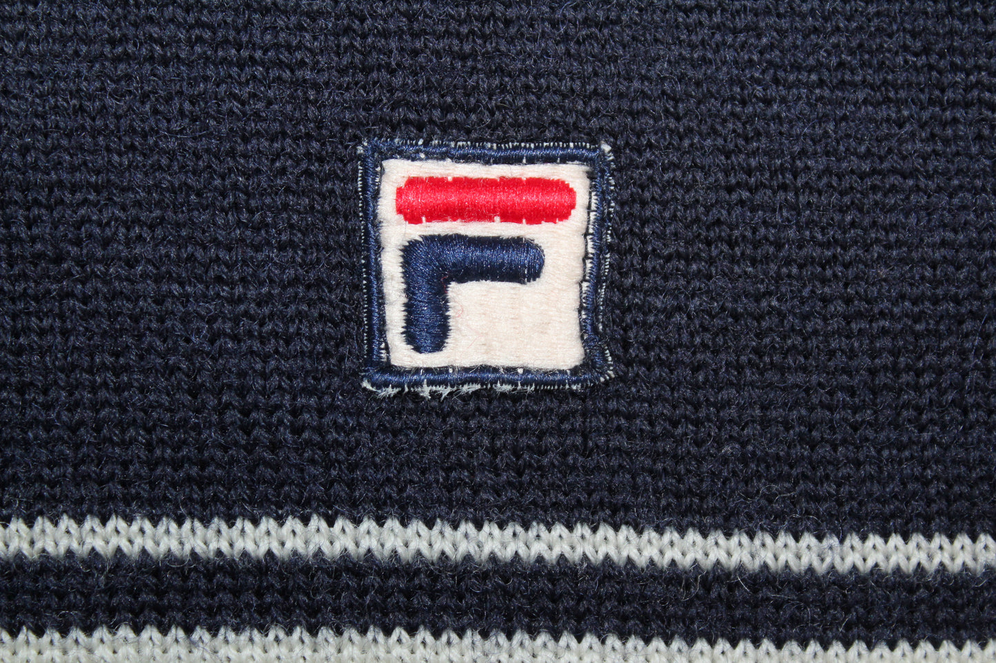 FILA 1980 VINTAGE FIVE STRIPE WOOL SWEATSHIRT MEDIUM