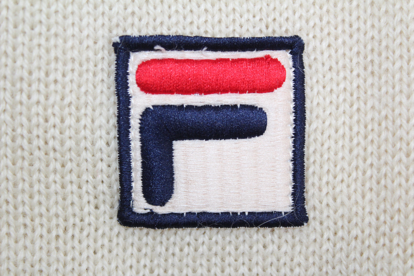 FILA OG 70'S VINTAGE WHITE LINE TENNIS WOOL JUMPER LARGE