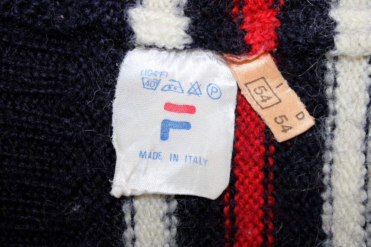 FILA OG 1974 VINTAGE PANATTA TENNIS WOOL CARDIGAN MEDIUM