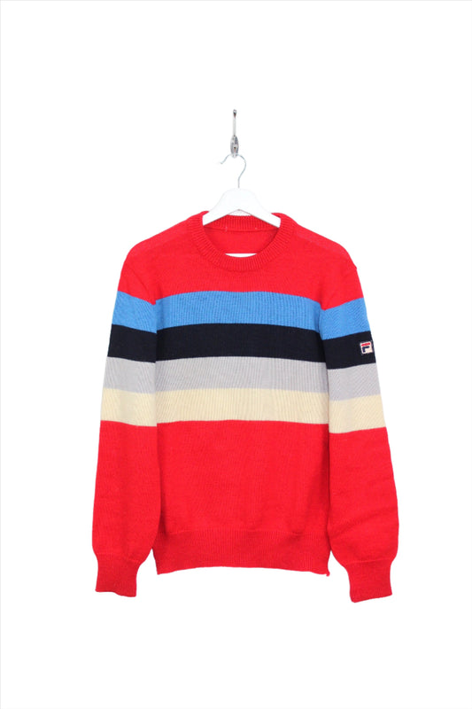 FILA 80'S VINTAGE FOUR STRIPE SKI KNIT WOOL JUMPER MEDIUM