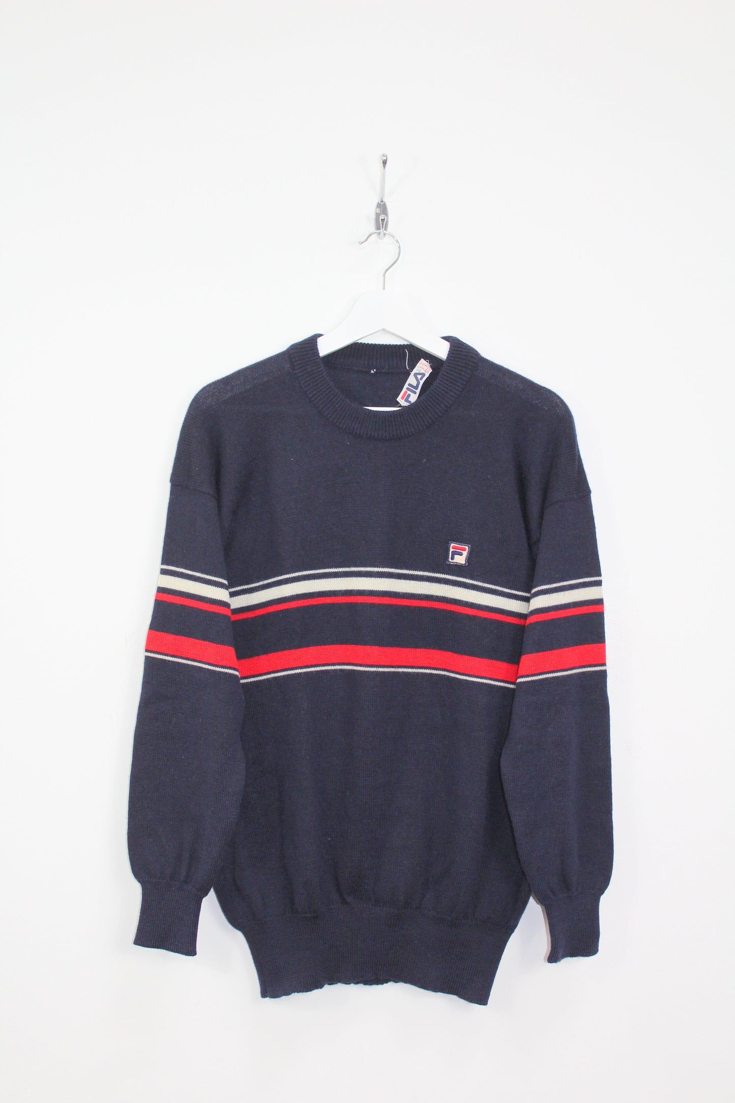 FILA 1980 VINTAGE FIVE STRIPE WOOL SWEATSHIRT MEDIUM