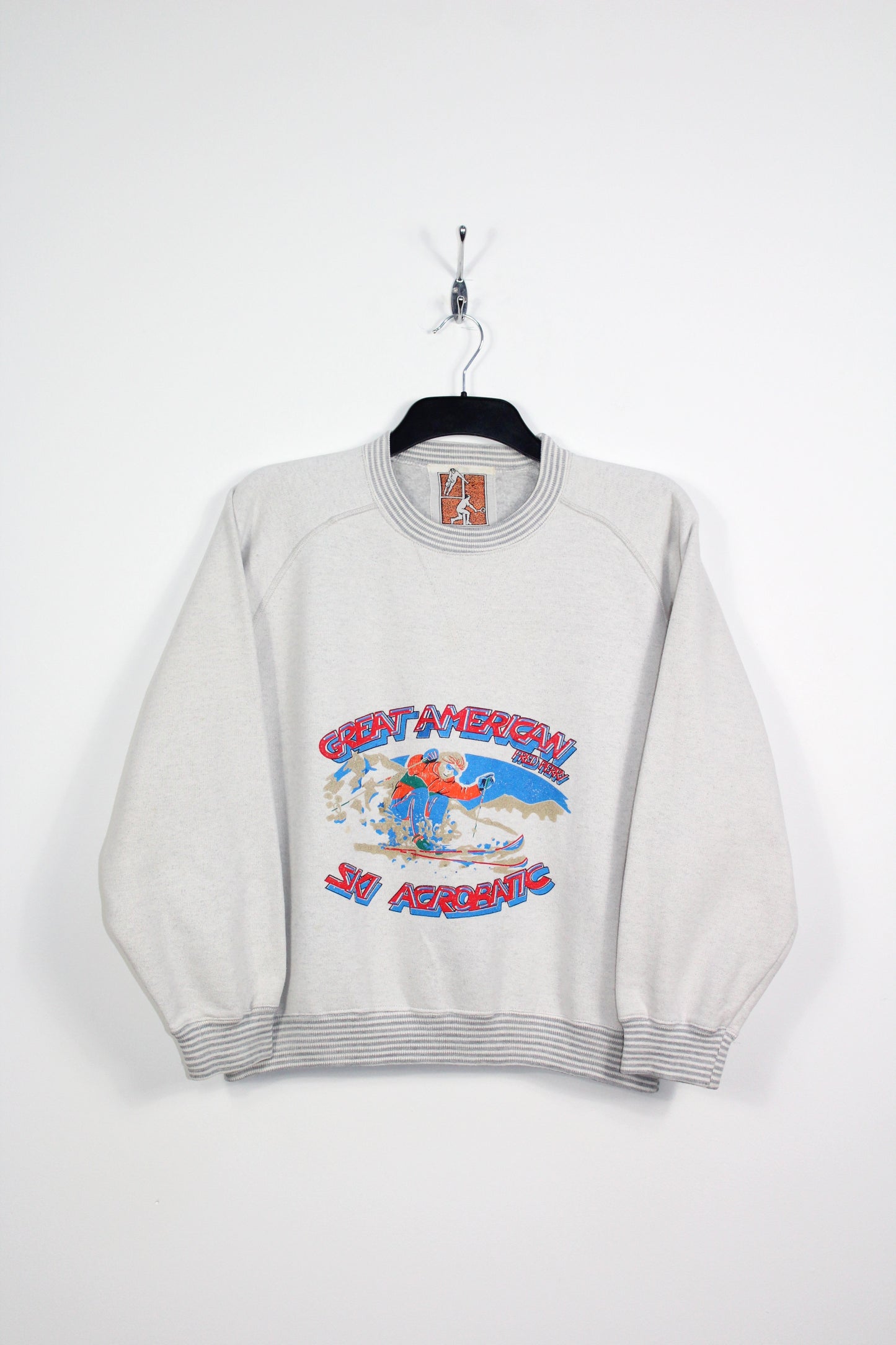 FRED PERRY 80'S VINTAGE SKY ACROBATIC SCENE SWEATSHIRT MEDIUM