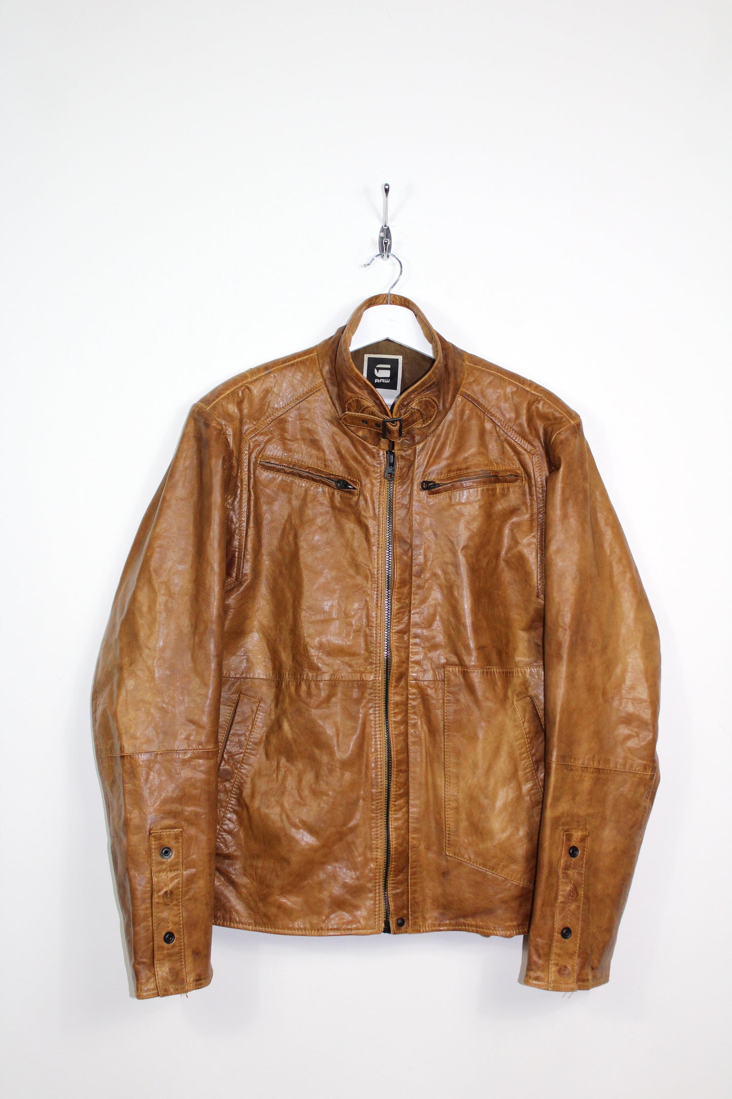 G-STAR RAW BRANDO LEATHER BIKER JACKET MEDIUM