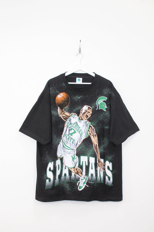 VINTAGE 1990'S MICHIGAN STATE SPARTANS ALLOVER PRINT NCAA T-SHIRT XXL