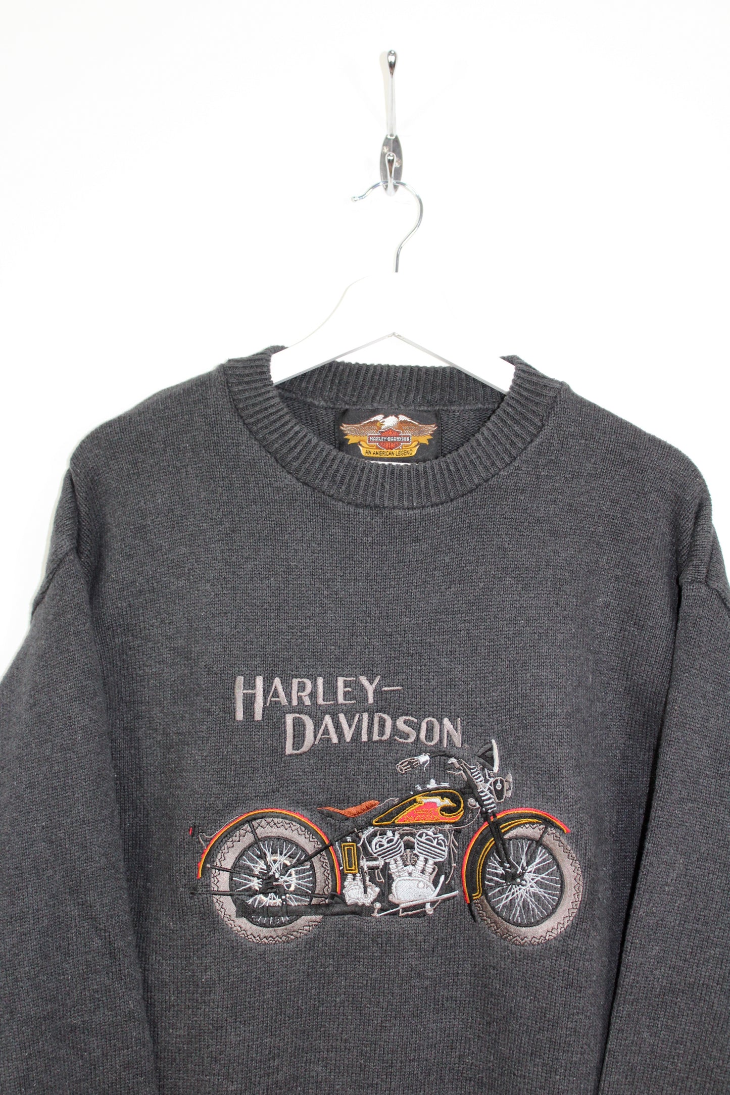 HARLEY DAVIDSON 90'S VINTAGE EMBROIDERED MOTORCYCLE COTTON SWEATSHIRT SMALL