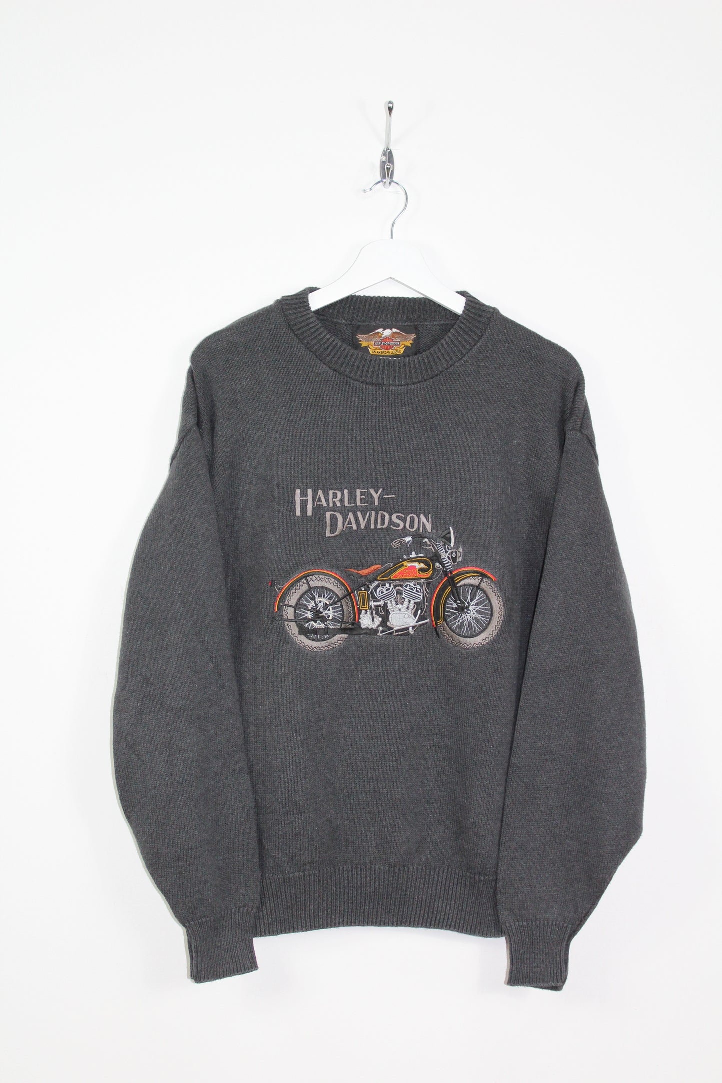 HARLEY DAVIDSON 90'S VINTAGE EMBROIDERED MOTORCYCLE COTTON SWEATSHIRT SMALL