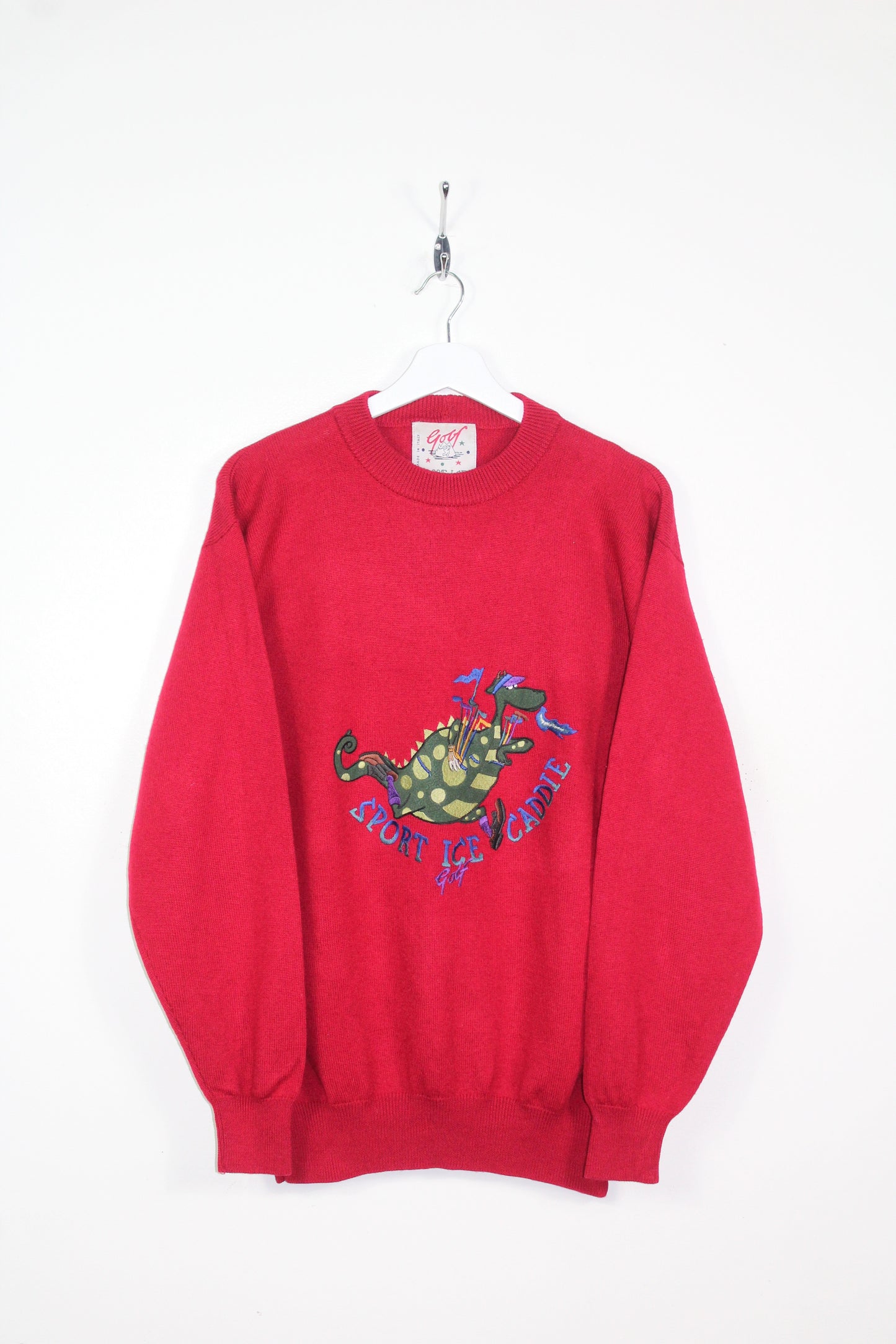 ICEBERG SPORT ICE 90'S VINTAGE EMBROIDERED GOLF SCENE WOOL SWEATSHIRT MEDIUM