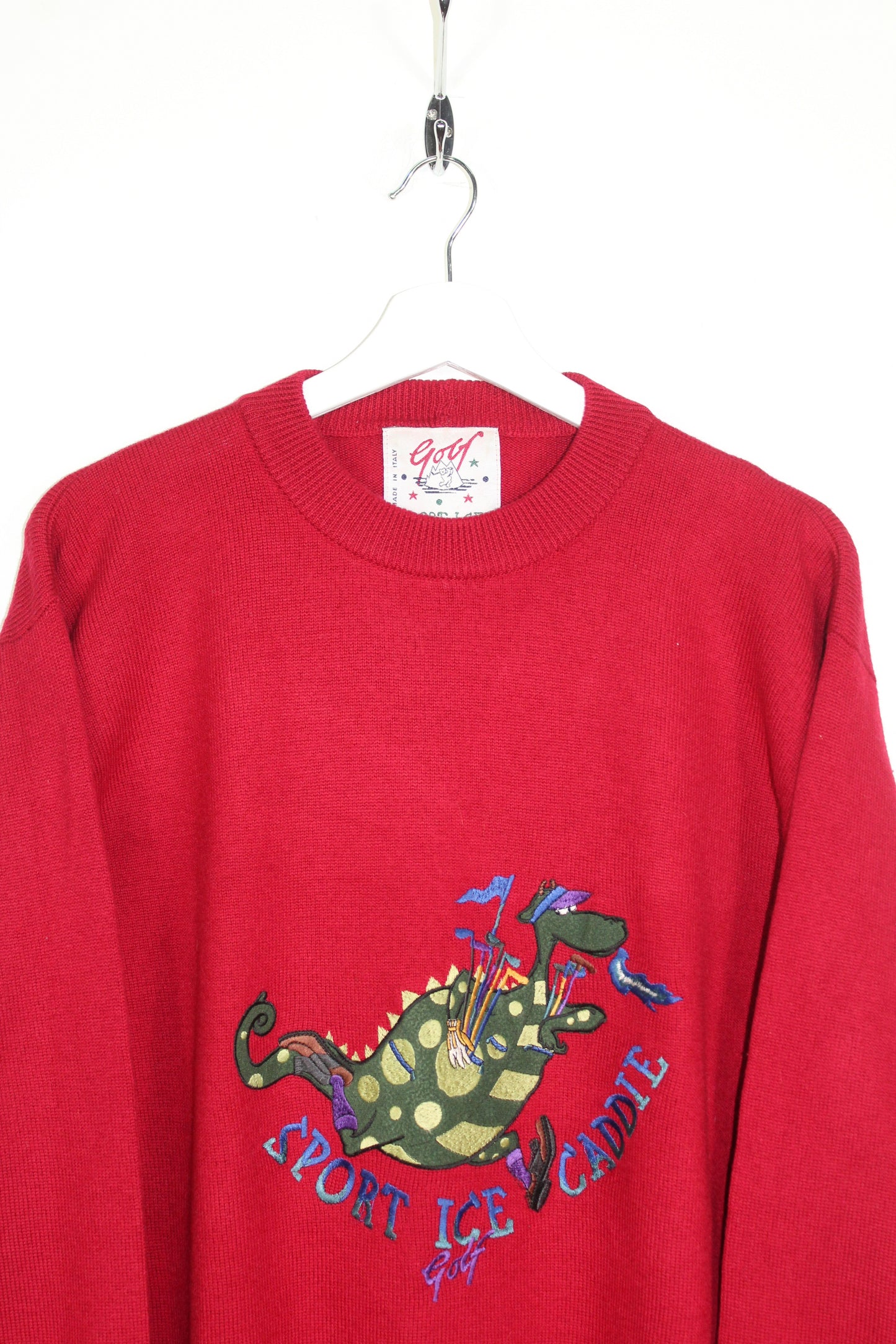 ICEBERG SPORT ICE 90'S VINTAGE EMBROIDERED GOLF SCENE WOOL SWEATSHIRT MEDIUM