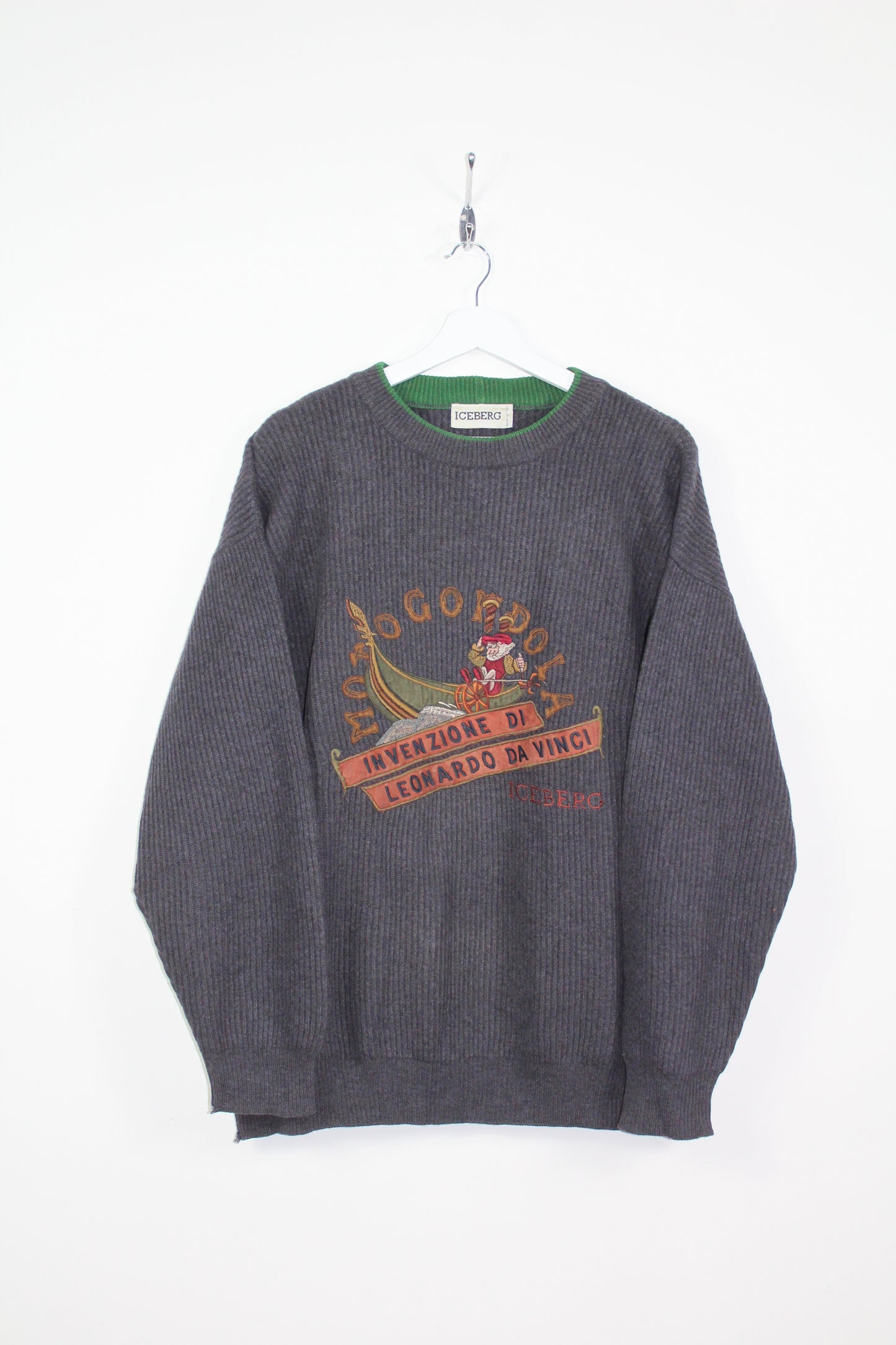 ICEBERG 90'S VINTAGE MOTOGONDOLA INVENZIONE DI LEONARDO DA VINCI WOOL KNIT SWEATSHIRT XL